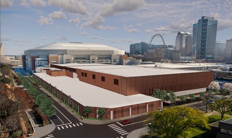 America’s Center Convention Complex in downtown St. Louis in in the midst of a $256 million expansion and facelift (rendering).